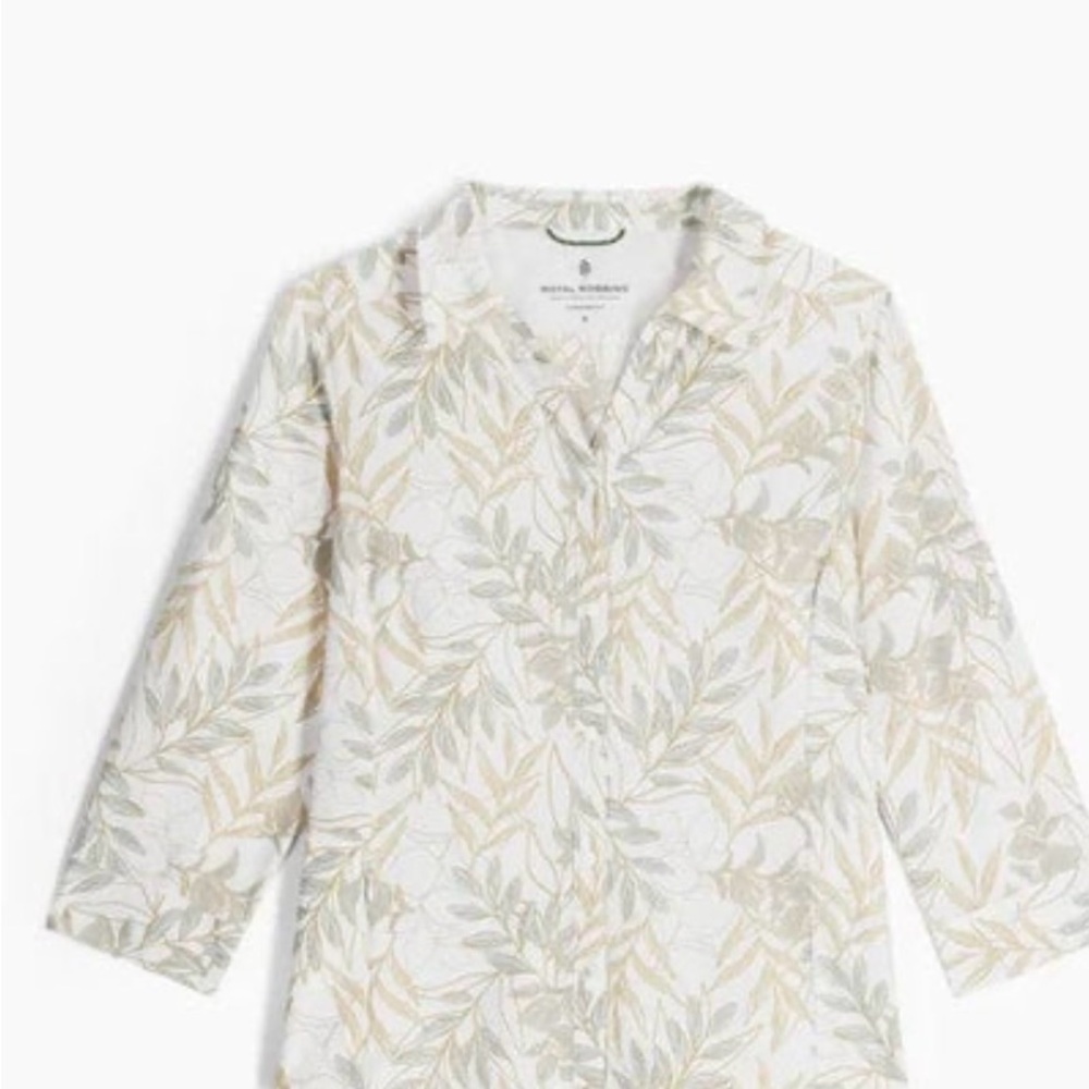Royal Robbins Leaf Print 3/4 sleeve blouse.